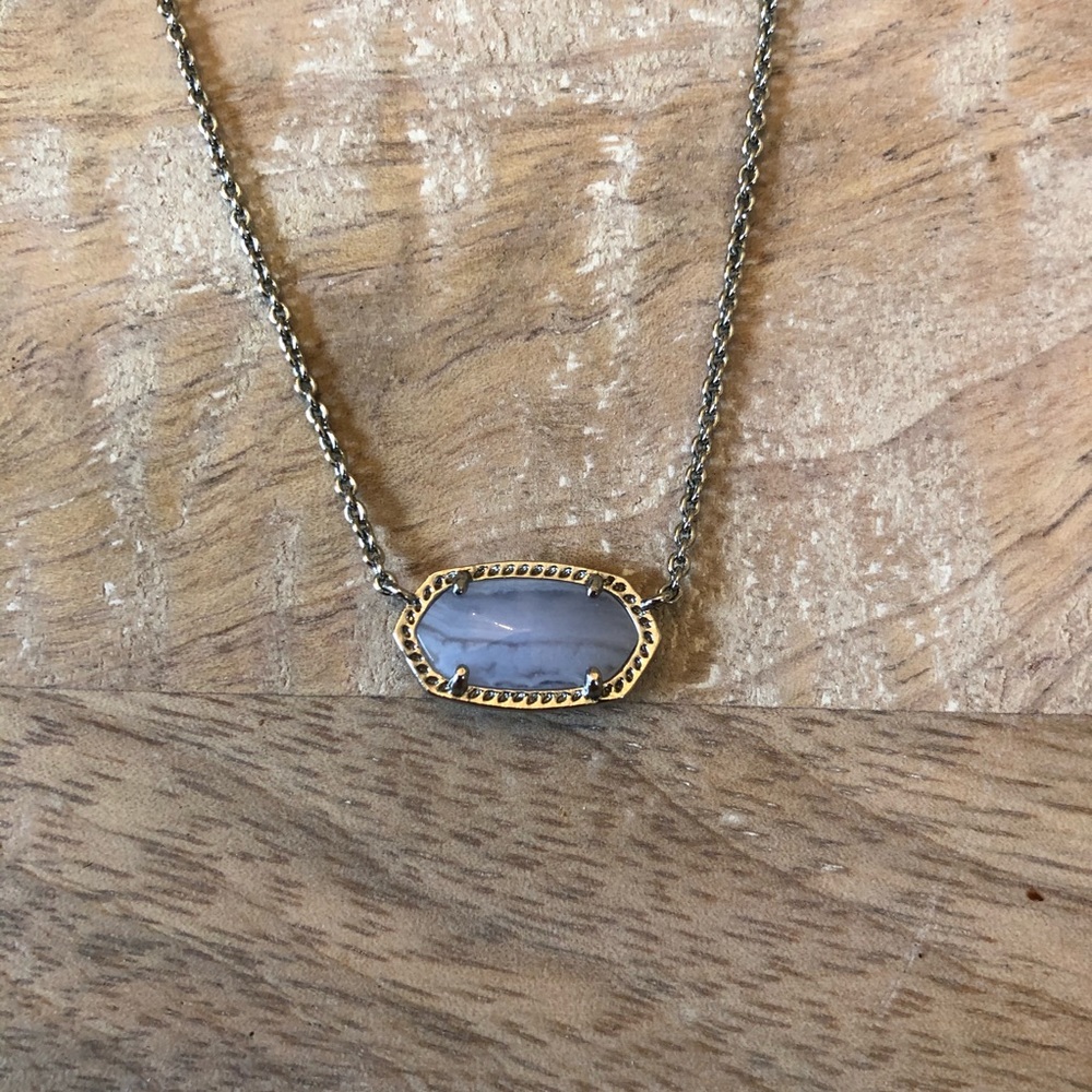Rare Kendra Scott Blue Lace Agate Elisa Necklace